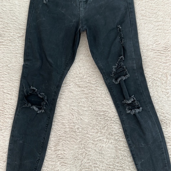 Missguided Black Sinner High Waisted Authentic Ripped Skinny Jeans - Picture 3 of 5